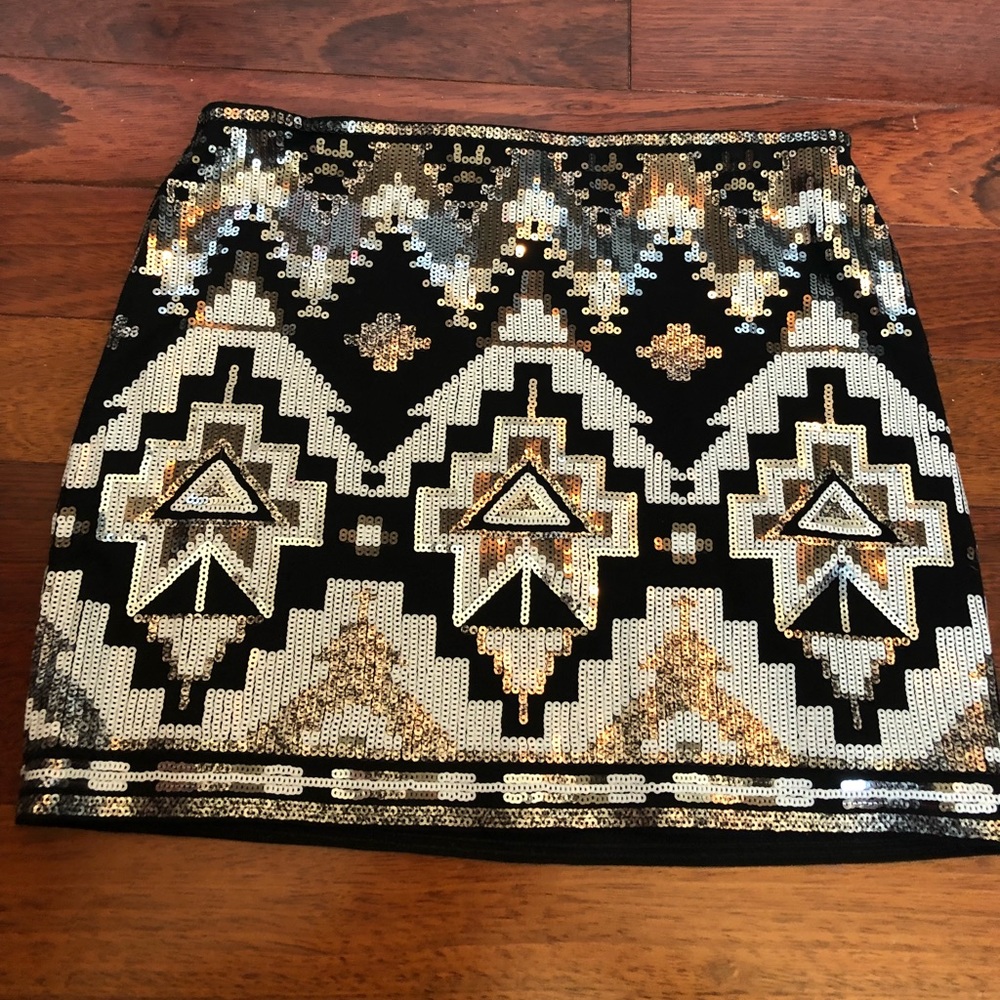 NWT Express Aztec Sequin Mini A-line Skirt